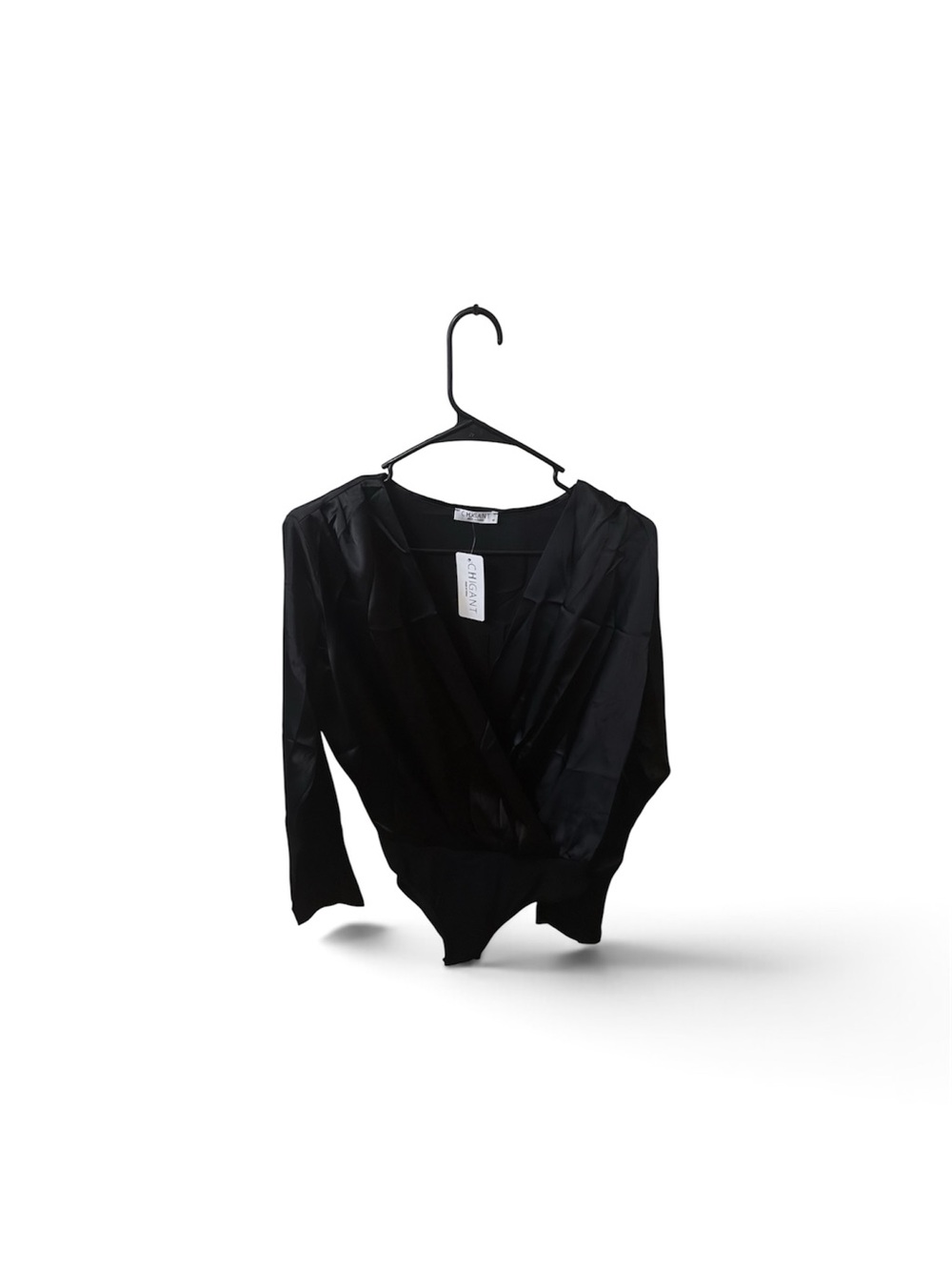 Black Wrap-Front Long Sleeve Bodysuit -